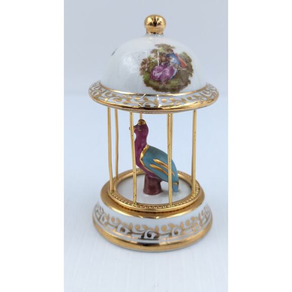 Limoges France Gilded Hand Painted & Transferware Porcelain Bird Cage 4" - Picture 6 of 10